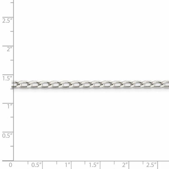 Rhodium Plated Sterling Silver 3.2mm Open Curb Chain Anklet, 10 Inch - Picture 4 of 6